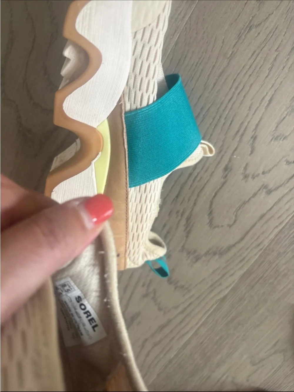 Sorel Cream and Teal Slip-On Sneakers with Gum Sole